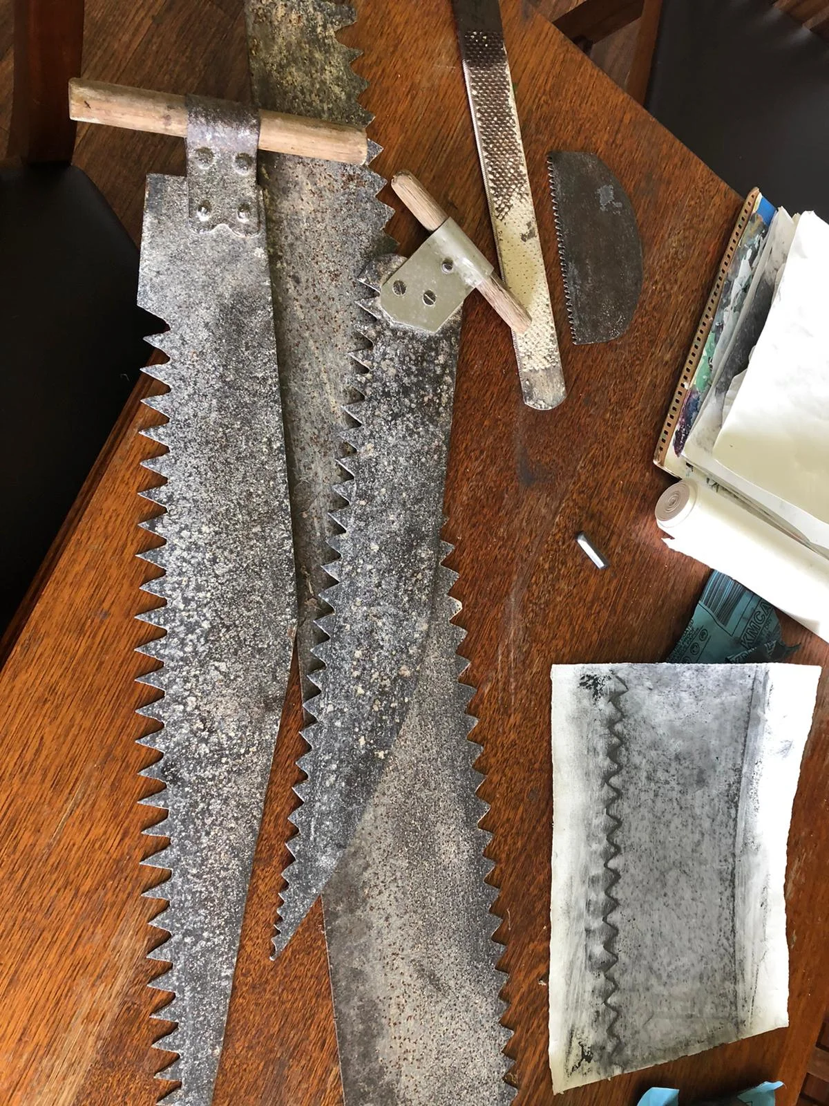 Limestone saws- creating rubbings