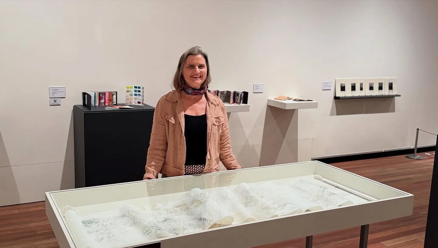 Self in front of the installed work Mackay Regional Gallery Image Credit Dylan Mooney
