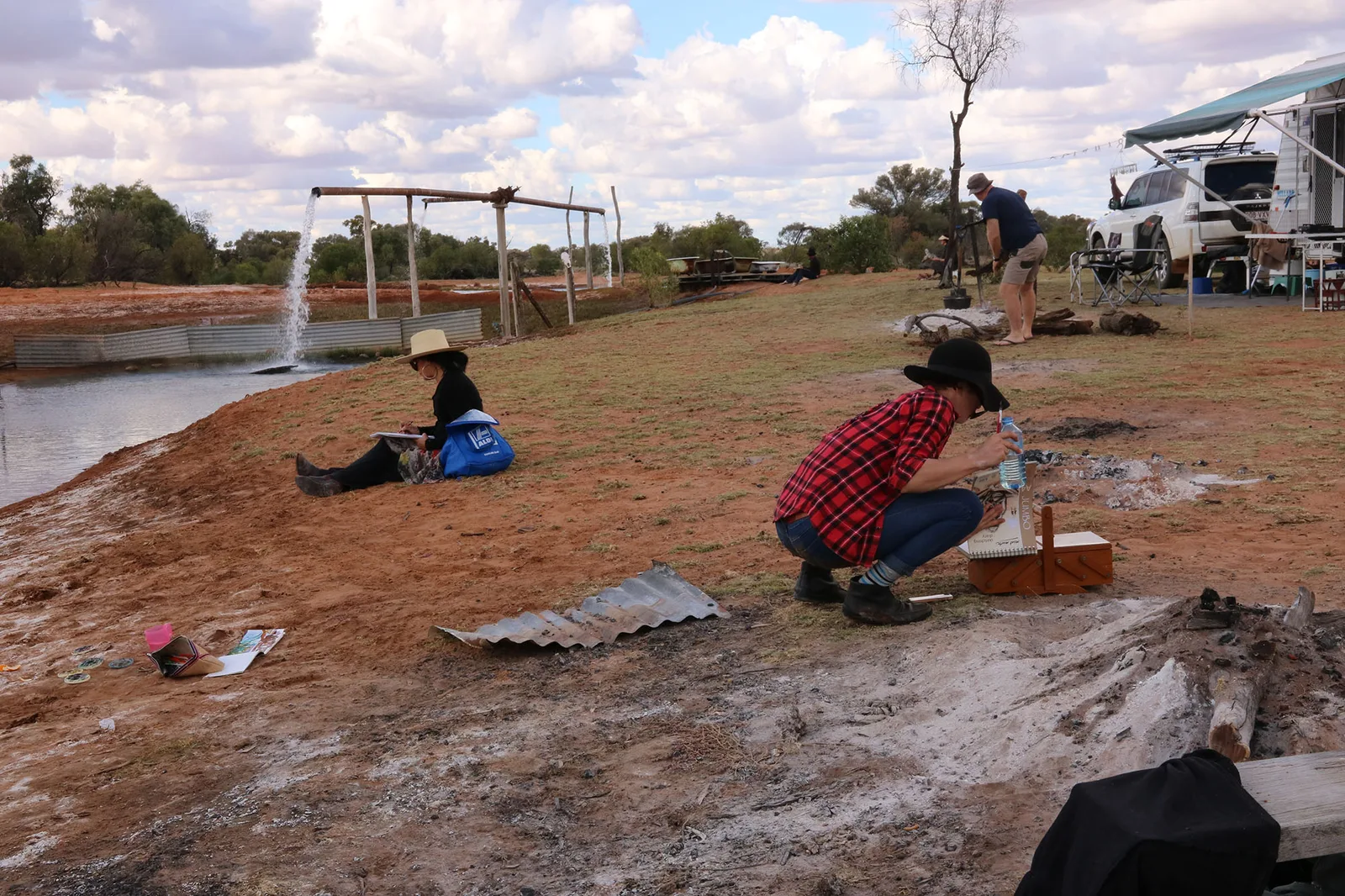 Drawing camp at Cunnamulla