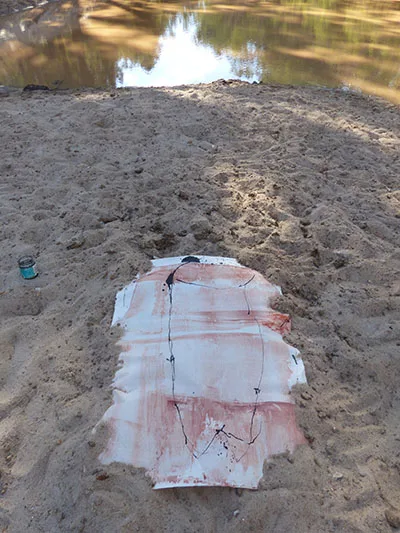 Drawing on Kozo paper on the Maranoa River