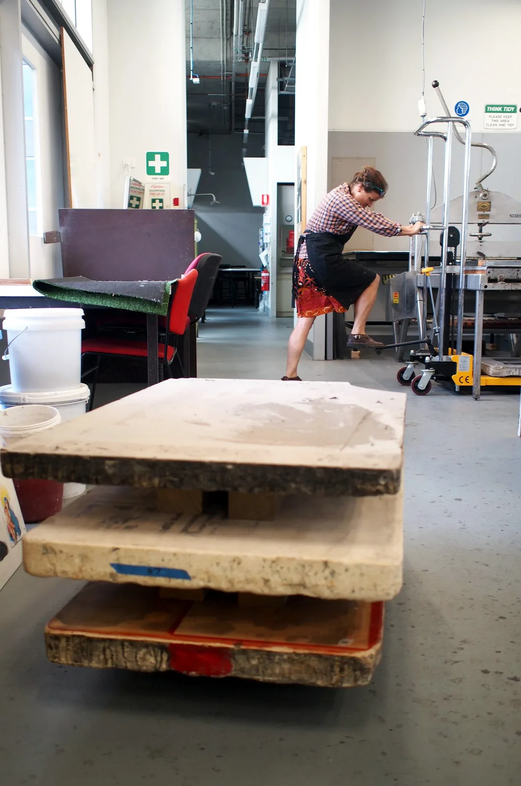 Lithographic stones in the QCA studios