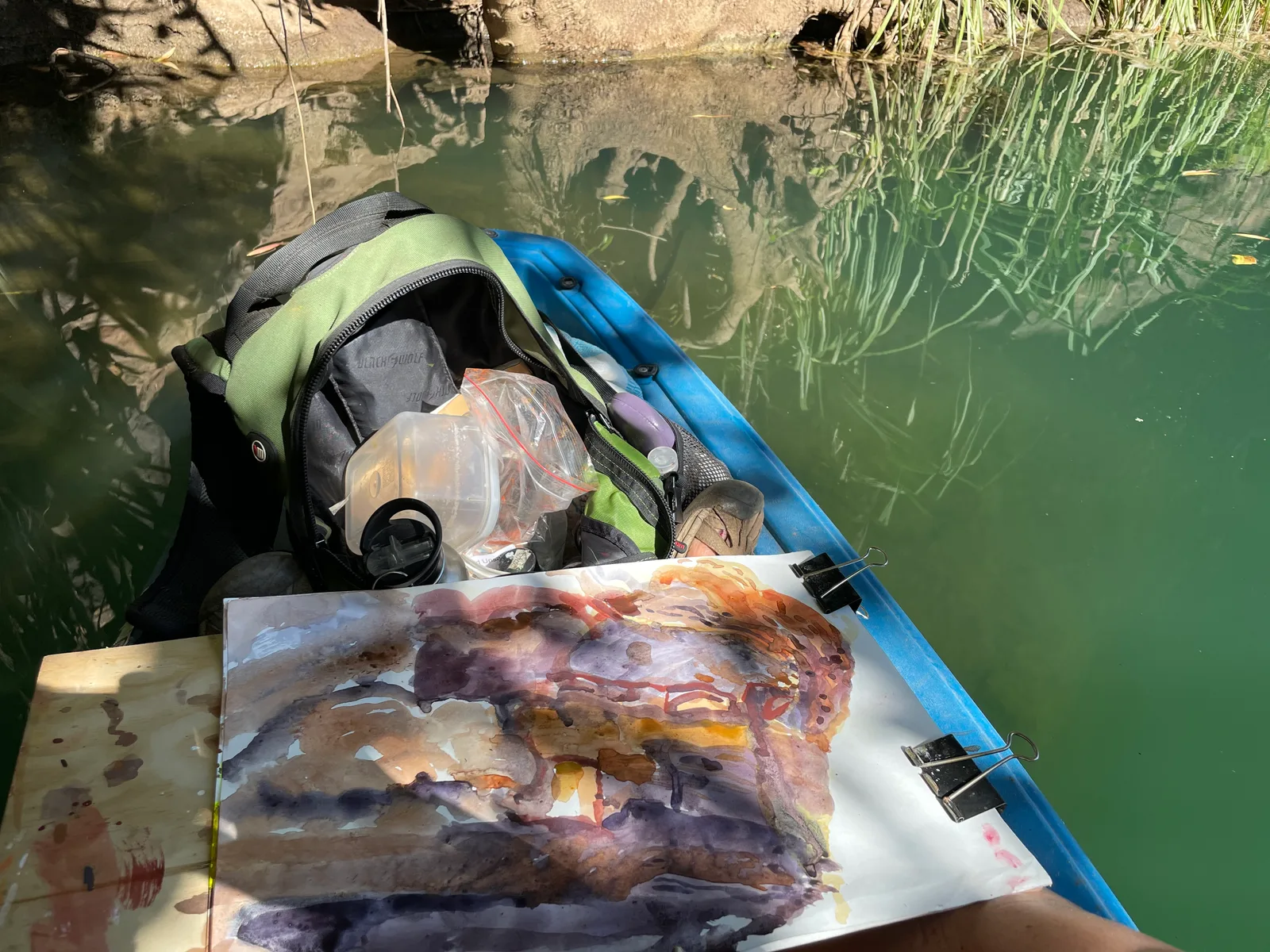 Drawing from a kayak, Boodjamulla NP